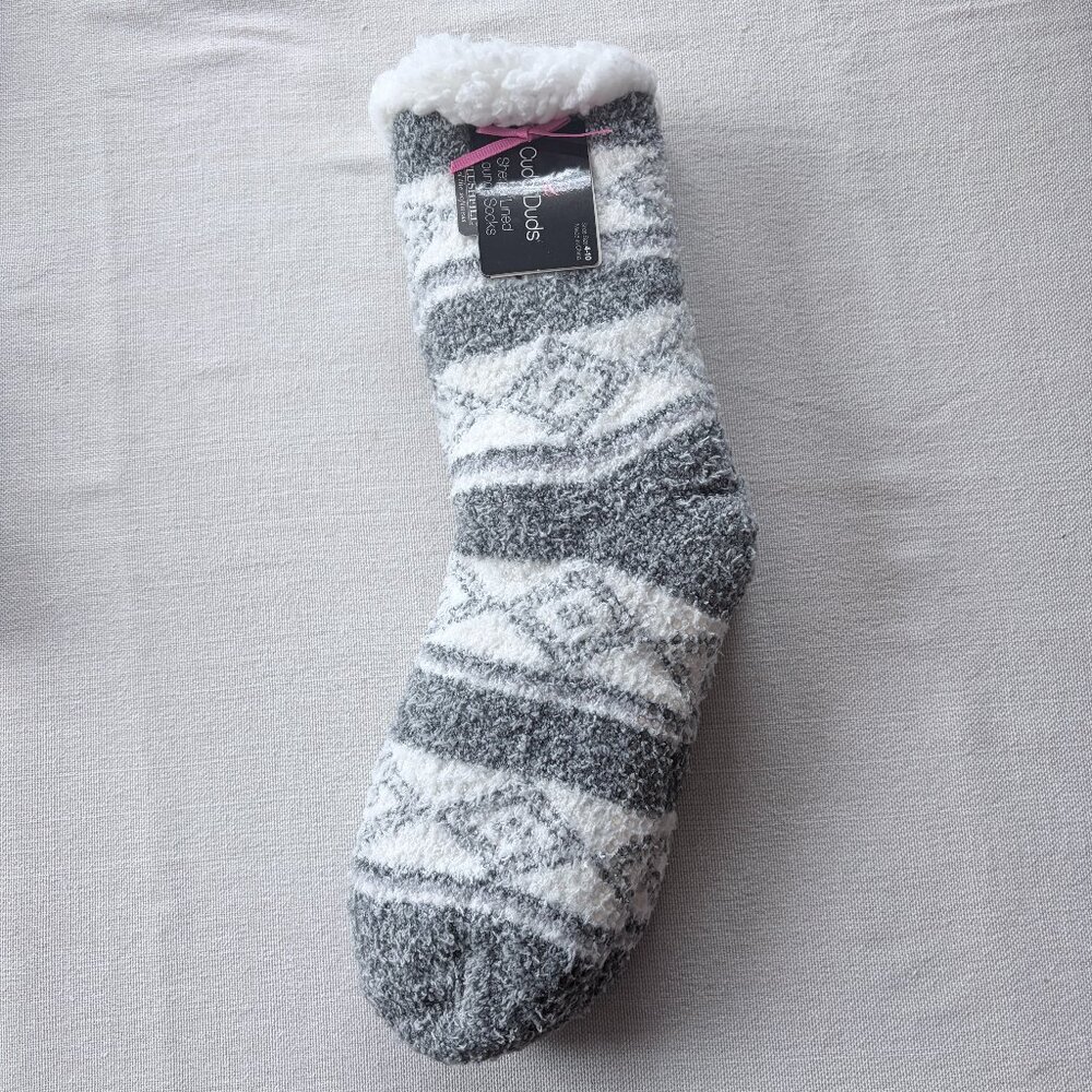 Cuddl Duds Women's Sherpa Lined Lounge Slipper Socks, Size 4-10